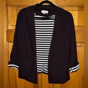 Skies Are Blue Eggplant Purple Opened 3/4 Sleeve Blazer | Medium